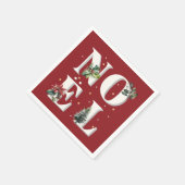 Serviette En Papier Design de texte Noël avec de beaux plantes d'hiver (Coin)