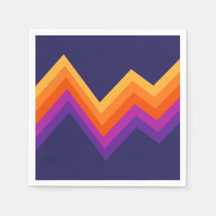 Serviette En Papier Design de zigzag rouge, orange et jaune rétro