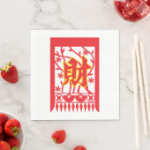 Serviette En Papier Design d'enveloppe rouge chinoise avec symbole de  (En situation)