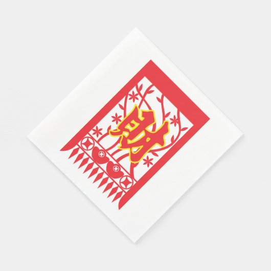 Serviette En Papier Design d'enveloppe rouge chinoise avec symbole de  (Coin)