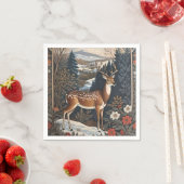 Serviette En Papier Design élégant de la nature des cerfs d'hiver (En situation)