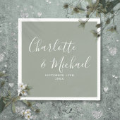 Serviette En Papier Design élégant moderne Sage vert Signature Mariage