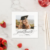 Serviette En Papier Design élégant moderne Script Photo Graduation Par (En situation)