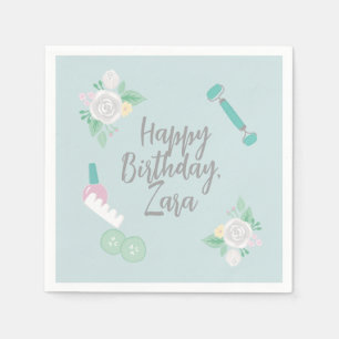 Serviette En Papier Design élégant Spa Party Blue personnalisé