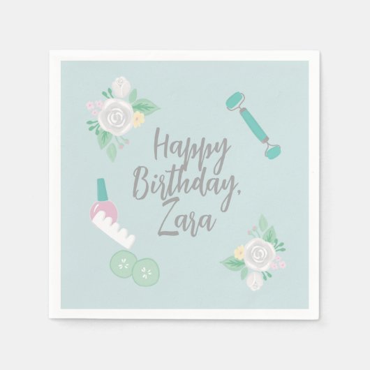 Serviette En Papier Design élégant Spa Party Blue personnalisé (Devant)