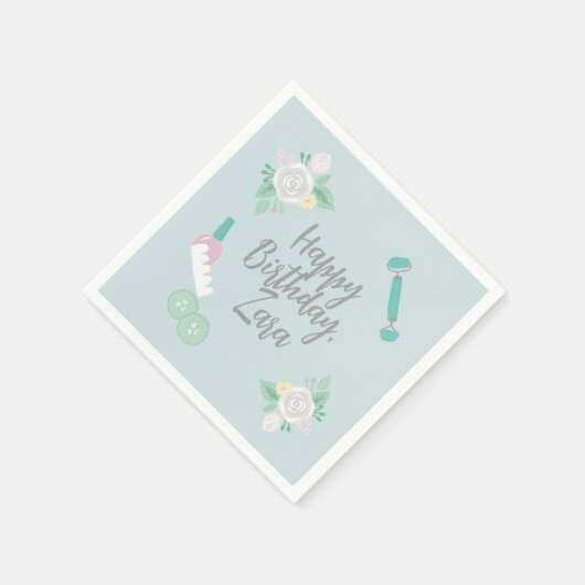 Serviette En Papier Design élégant Spa Party Blue personnalisé (Coin)