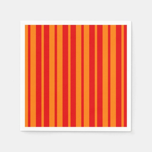 Serviette En Papier Design en bandes rouge et orange (Devant)