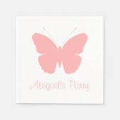 Serviette En Papier Design en silhouette papillon rose (personnalisé) (Devant)