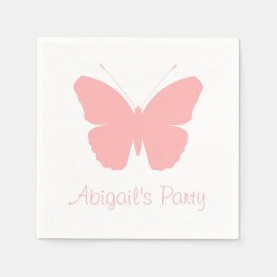 Serviette En Papier Design en silhouette papillon rose (personnalisé)