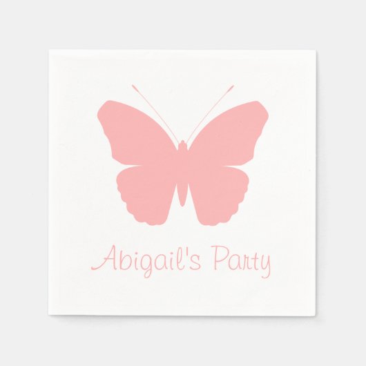 Serviette En Papier Design en silhouette papillon rose (personnalisé) (Devant)