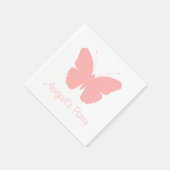 Serviette En Papier Design en silhouette papillon rose (personnalisé) (Coin)