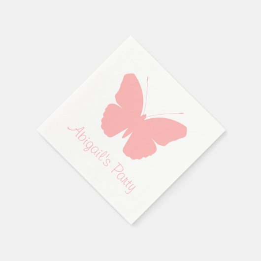 Serviette En Papier Design en silhouette papillon rose (personnalisé) (Coin)