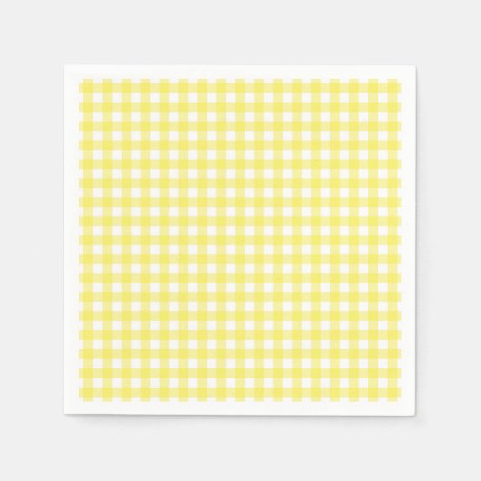 Serviette En Papier Design En vichy jaune et blanc (Devant)