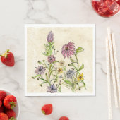 Serviette En Papier Design Fleur sauvage sauvage sur des serviettes en (En situation)