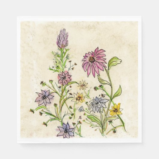Serviette En Papier Design Fleur sauvage sauvage sur des serviettes en (Devant)