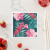 Serviette En Papier Design Fleurs exotiques estivales (En situation)