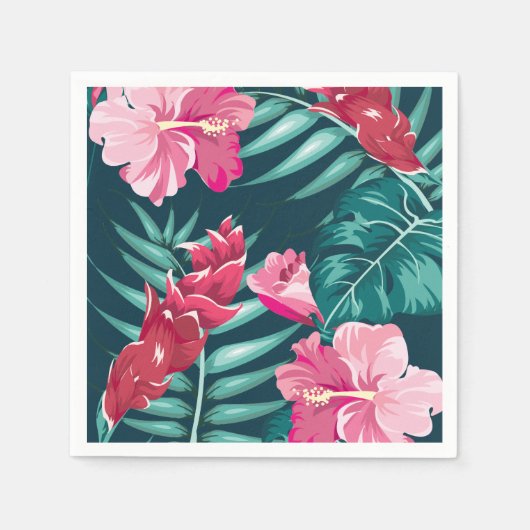Serviette En Papier Design Fleurs exotiques estivales (Devant)