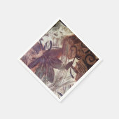 Serviette En Papier Design floral abstrait marron 1 (Coin)