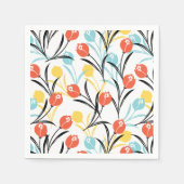 Serviette En Papier Design floral Motif de Tulipe en blanc (Devant)