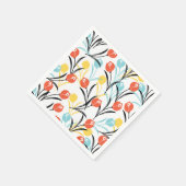 Serviette En Papier Design floral Motif de Tulipe en blanc (Coin)