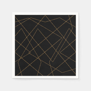 Serviette En Papier Design géométrique moderne Gold & Black