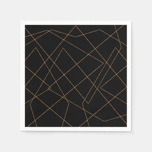 Serviette En Papier Design géométrique moderne Gold & Black (Devant)