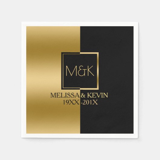 Serviette En Papier Design géométrique moderne Gold & Black (Devant)