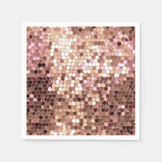 Serviette En Papier Design Glam Rose Gold Blush Pink Confetti (Devant)