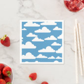 SERVIETTE EN PAPIER DESIGN GRAPHIQUE BLEU SKY ET NUAGES BLANCS (En situation)