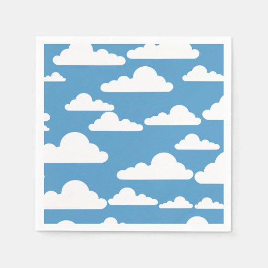 SERVIETTE EN PAPIER DESIGN GRAPHIQUE BLEU SKY ET NUAGES BLANCS (Devant)