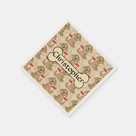 Serviette En Papier Design graphique Chien Chien Chien Brown Personnal (Coin)