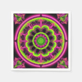 Serviette En Papier Design Kaleidoscope Rose Neon Et Vert (Devant)