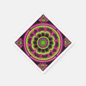 Serviette En Papier Design Kaleidoscope Rose Neon Et Vert (Coin)