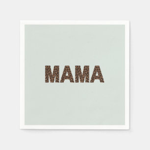 Serviette En Papier Design 'Mama' Léopard sur une brume d'eucalyptus d