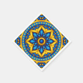 Serviette En Papier Design mexicain bleu et jaune (Coin)