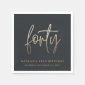 Serviette En Papier Design moderne 40e anniversaire simple élégant scr (Devant)