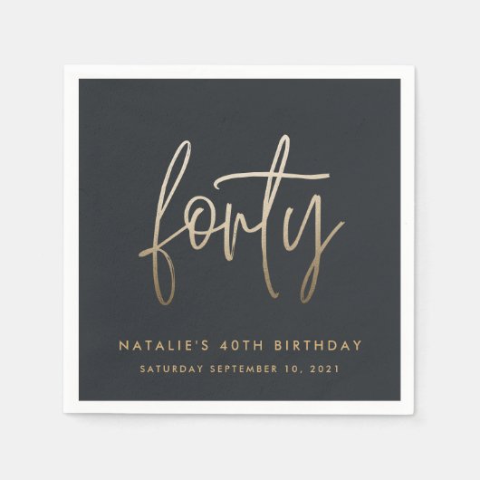 Serviette En Papier Design moderne 40e anniversaire simple élégant scr (Devant)