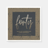 Serviette En Papier Design moderne 40e anniversaire simple élégant scr (Devant)
