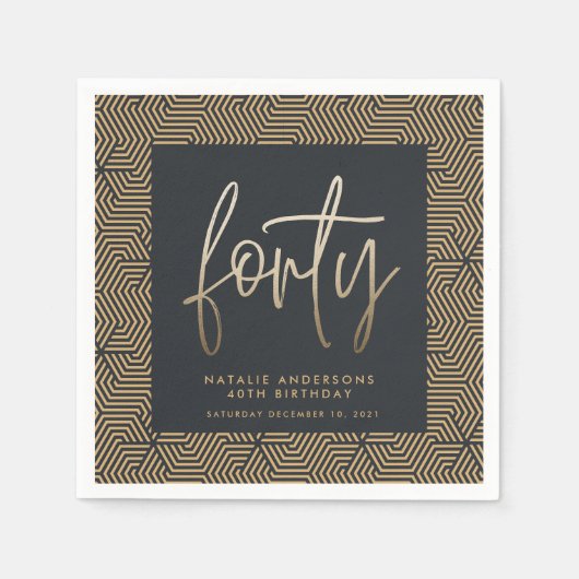 Serviette En Papier Design moderne 40e anniversaire simple élégant scr (Devant)
