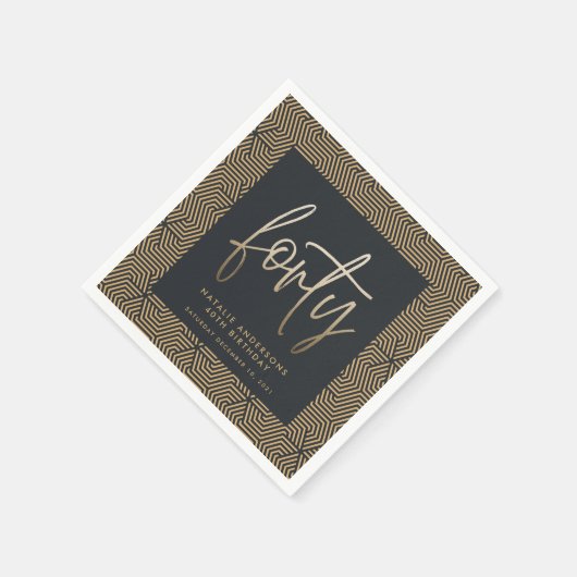 Serviette En Papier Design moderne 40e anniversaire simple élégant scr (Coin)