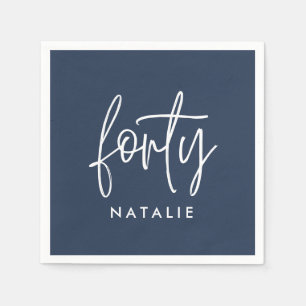 Serviette En Papier Design moderne 40e anniversaire simple élégant scr
