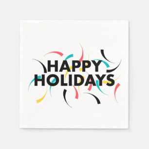 Serviette En Papier Design moderne et ludique de "Joyeux Vacances"