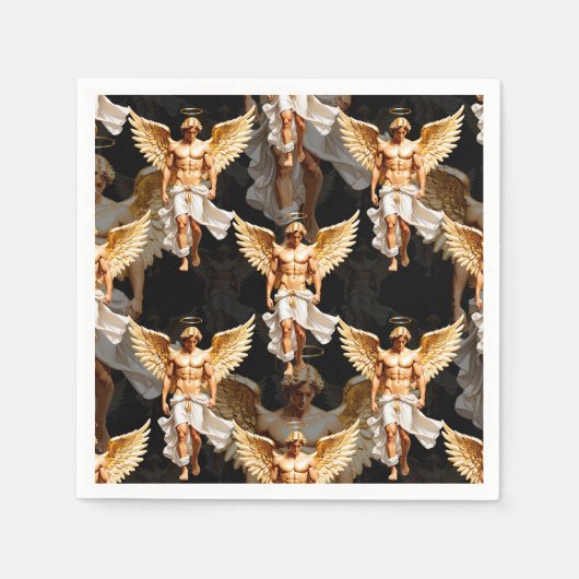 Serviette En Papier Design Motif des Anges d'or céleste (Devant)