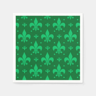 Serviette En Papier Design Motif Fleur de lis vert