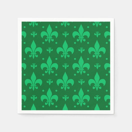 Serviette En Papier Design Motif Fleur de lis vert (Devant)