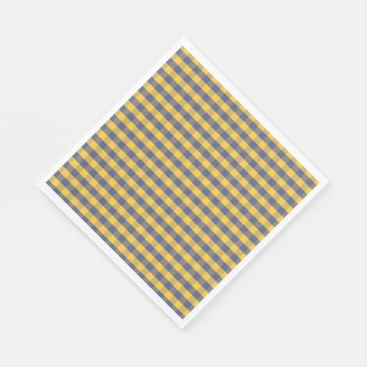 Serviette En Papier Design motif jaune et bleu à damiers (Coin)