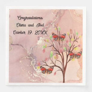 Serviette En Papier Design Napkin pour Mariage de automne avec papillo