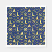 Serviette En Papier Design nautique or et bleu (Devant)