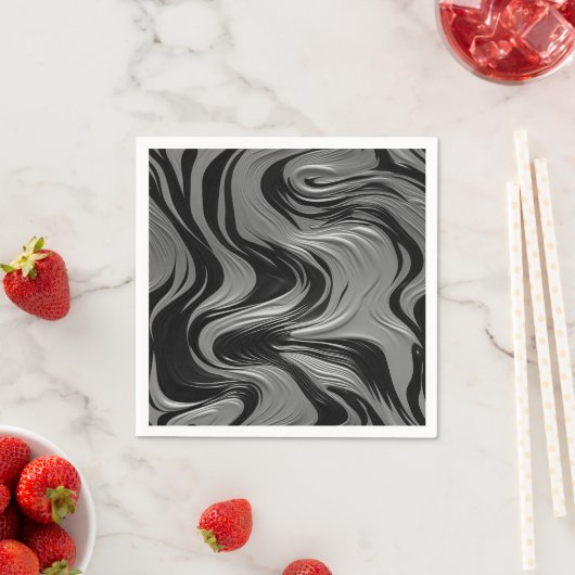 Serviette En Papier Design noir et blanc (En situation)