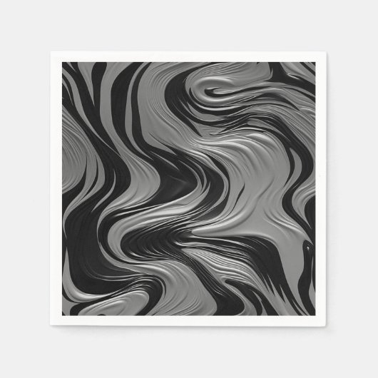 Serviette En Papier Design noir et blanc (Devant)